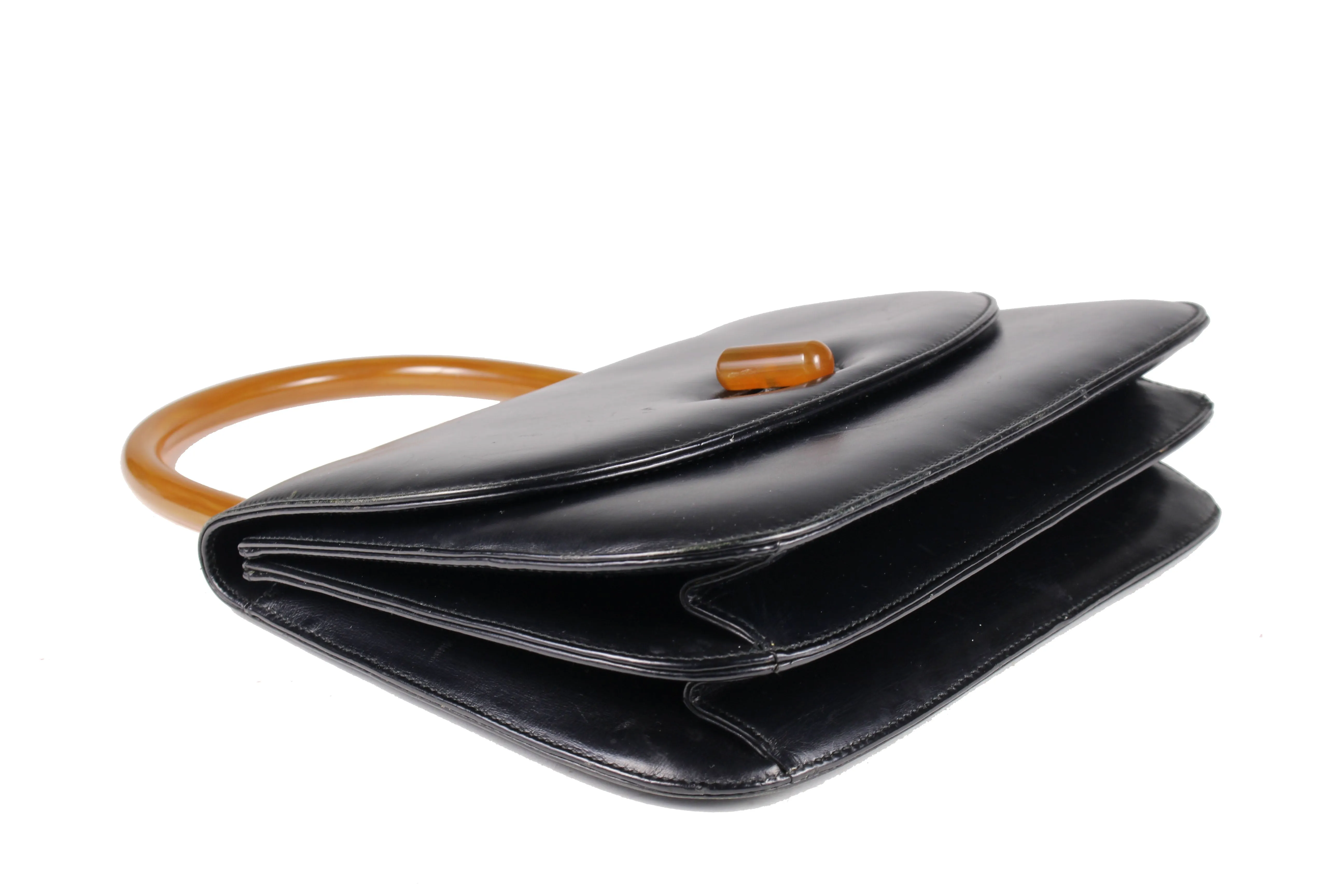 GUCCI leather and bakelite top handle bag