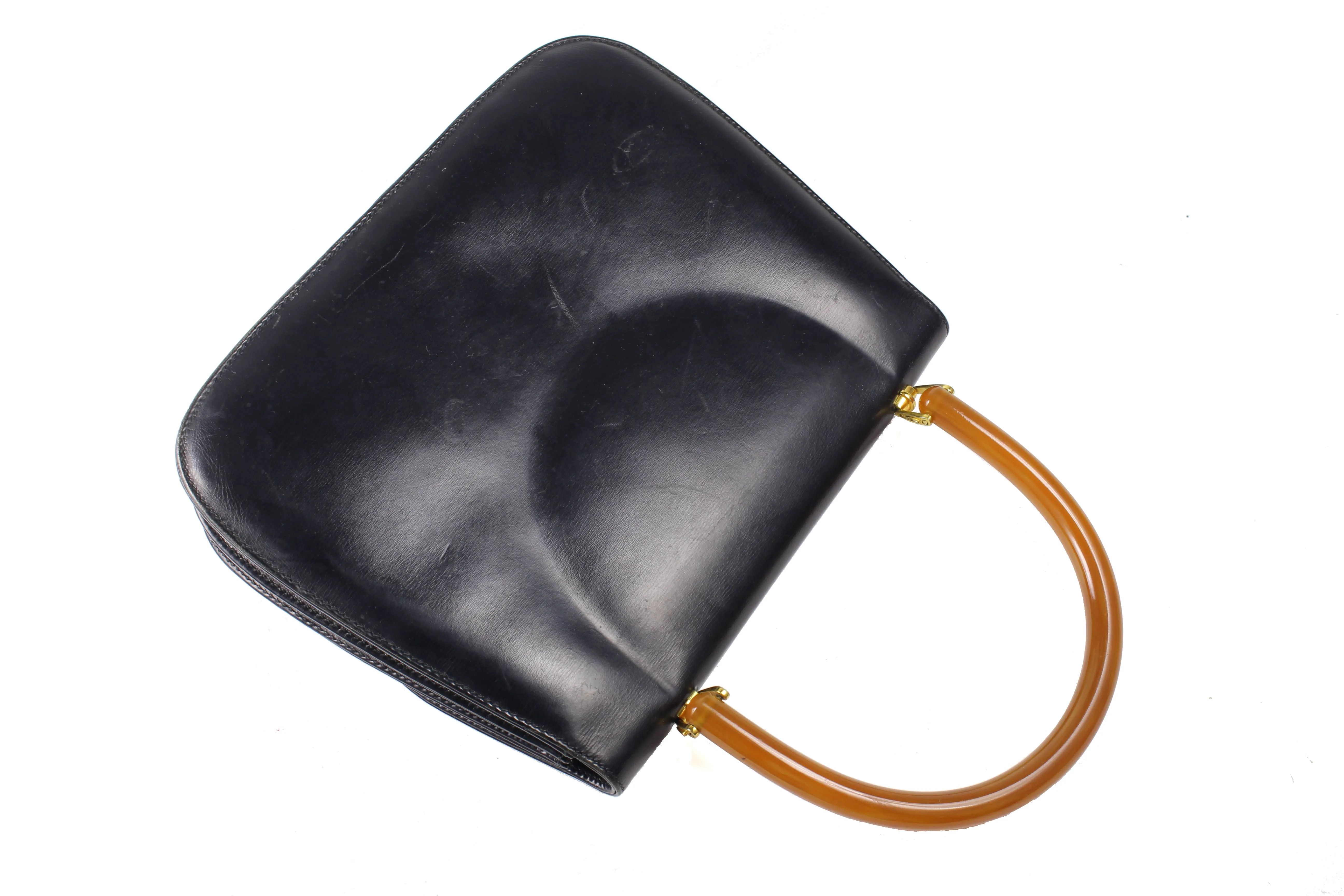 GUCCI leather and bakelite top handle bag