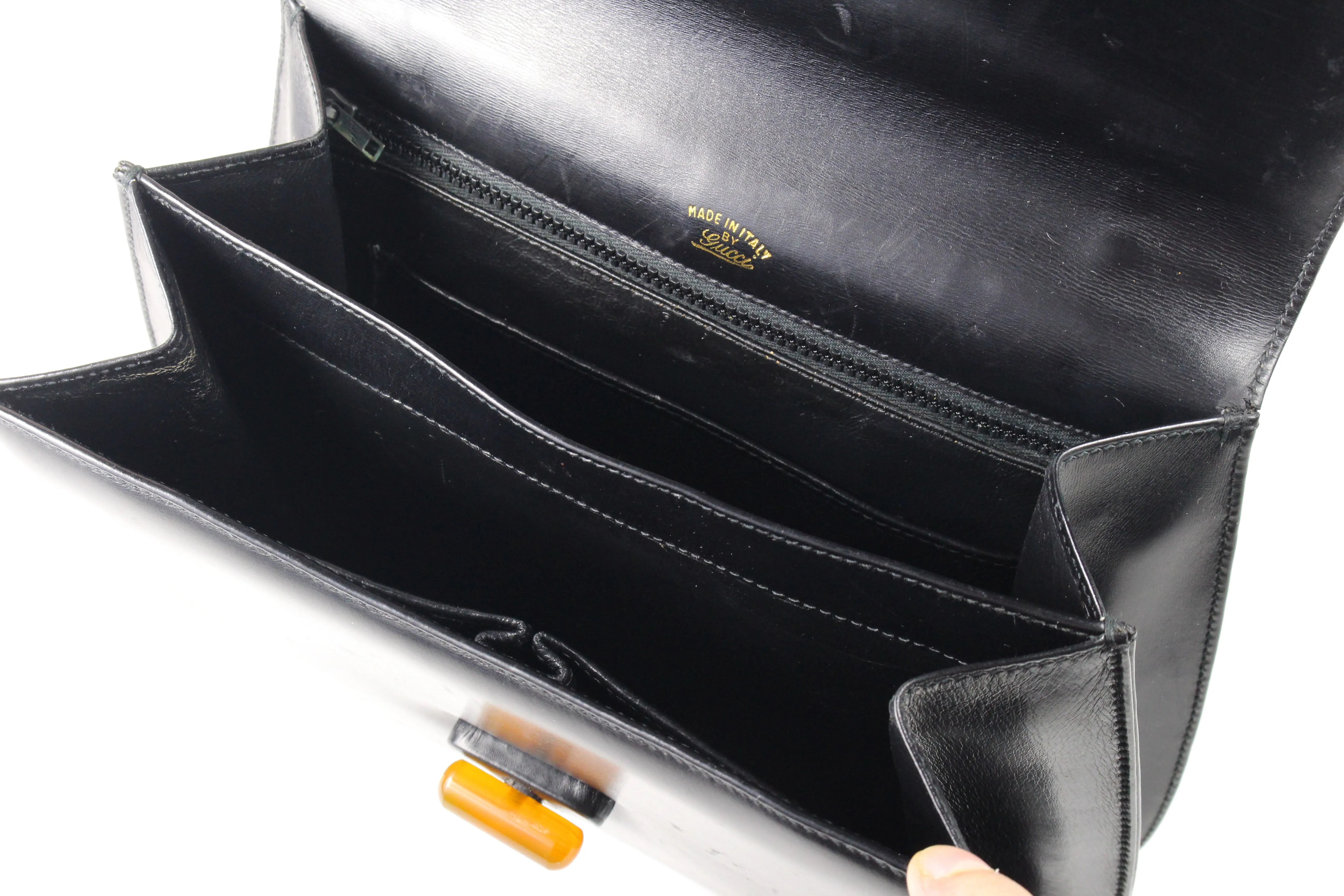 GUCCI leather and bakelite top handle bag