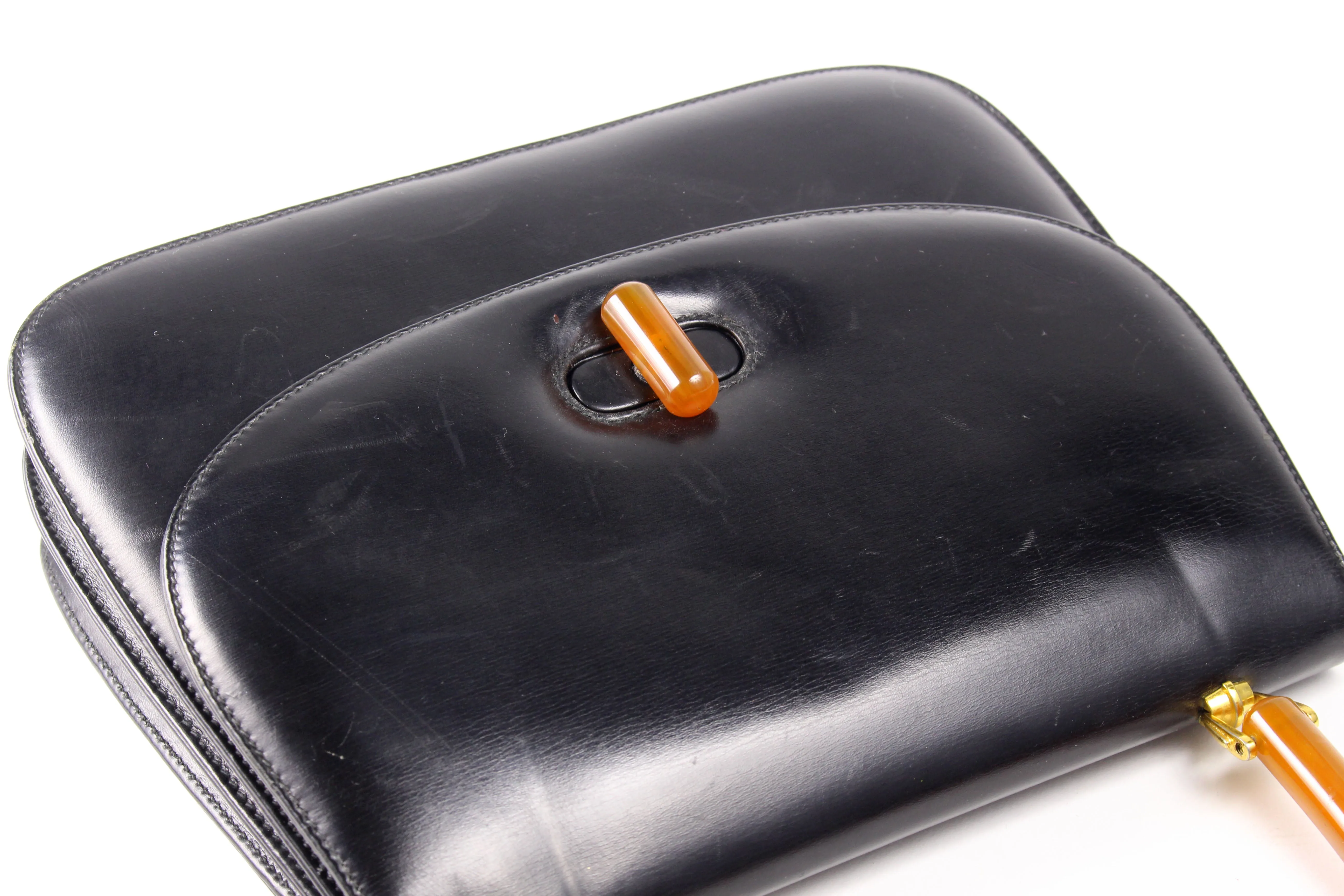 GUCCI leather and bakelite top handle bag