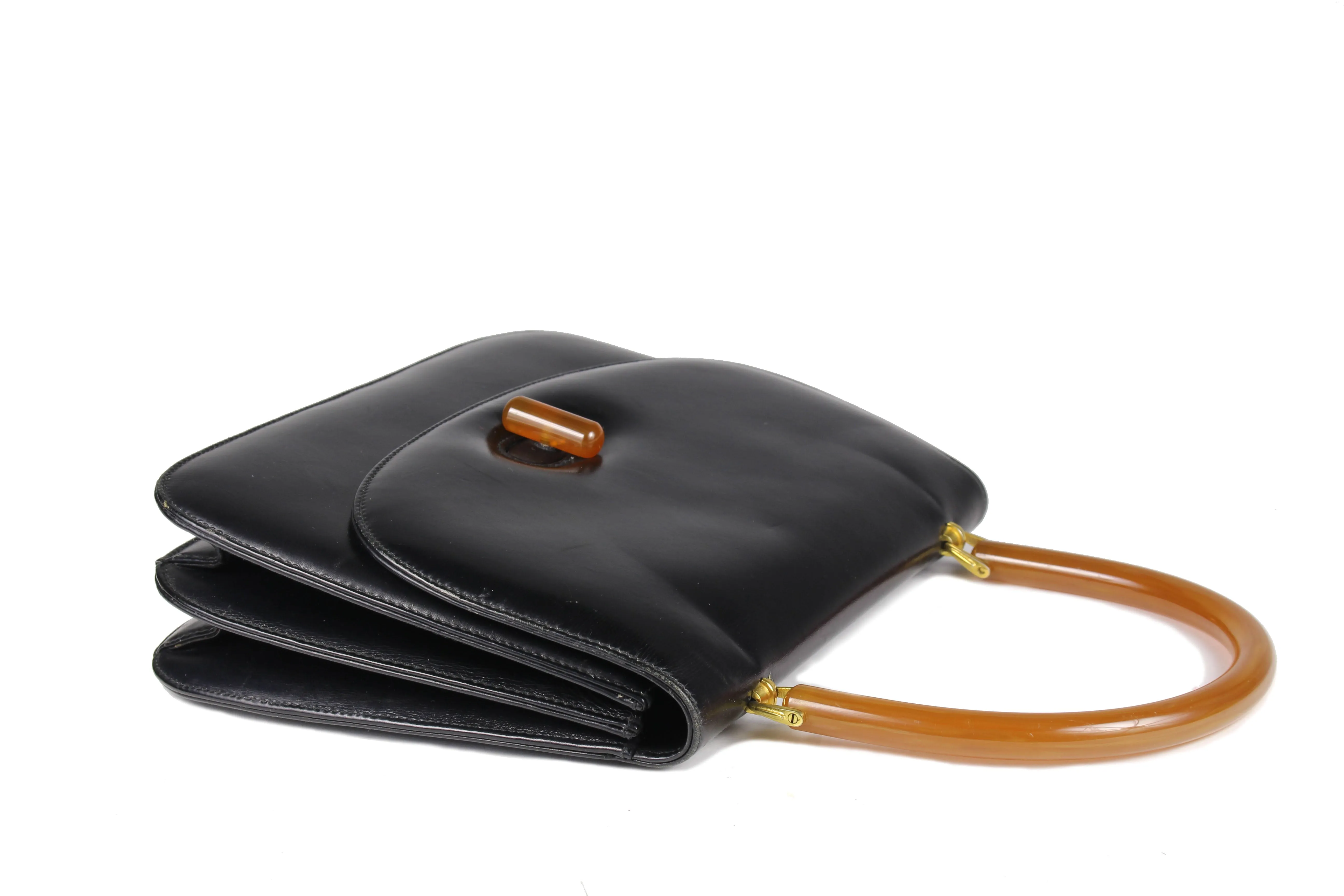 GUCCI leather and bakelite top handle bag