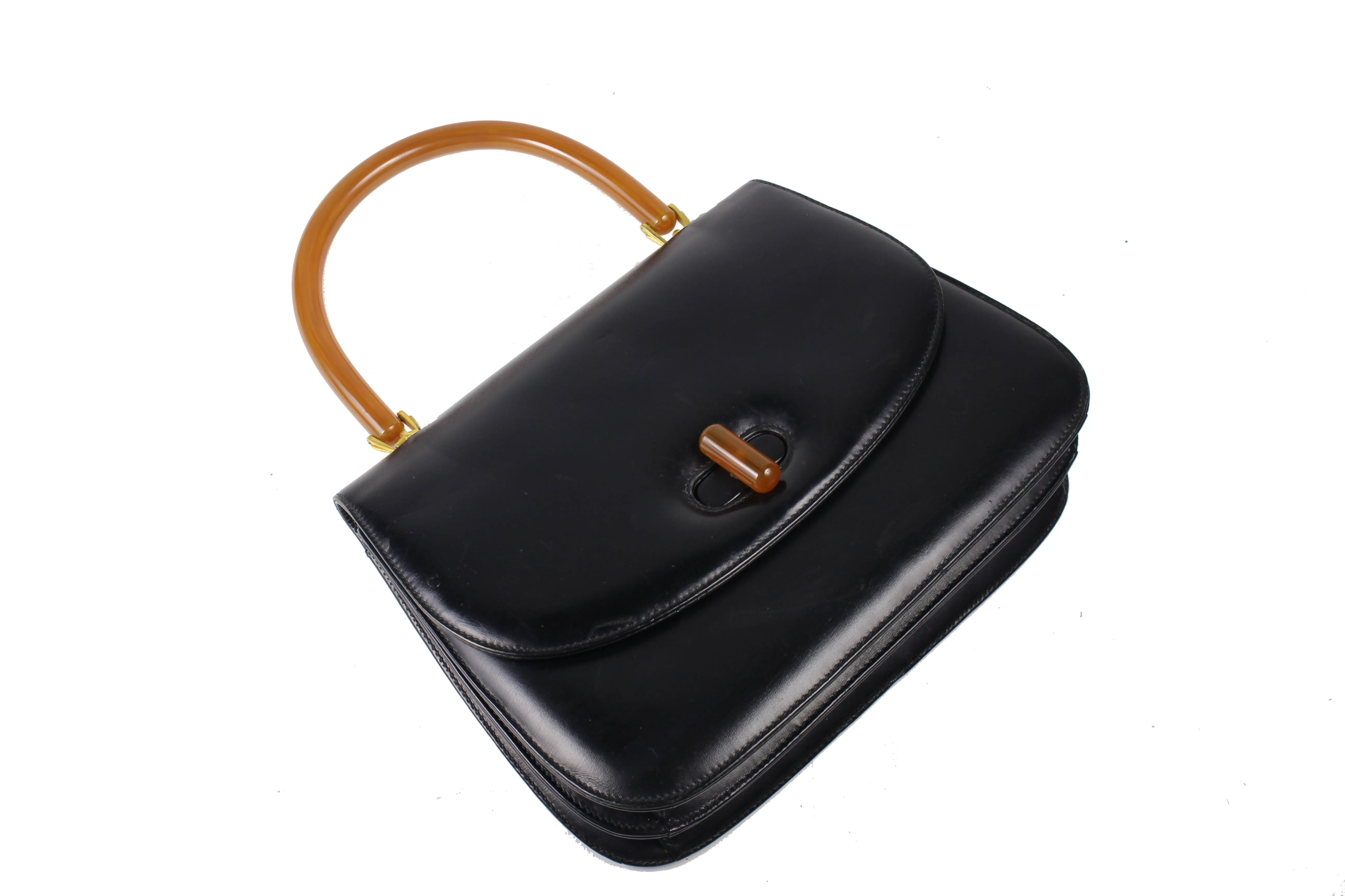 GUCCI leather and bakelite top handle bag