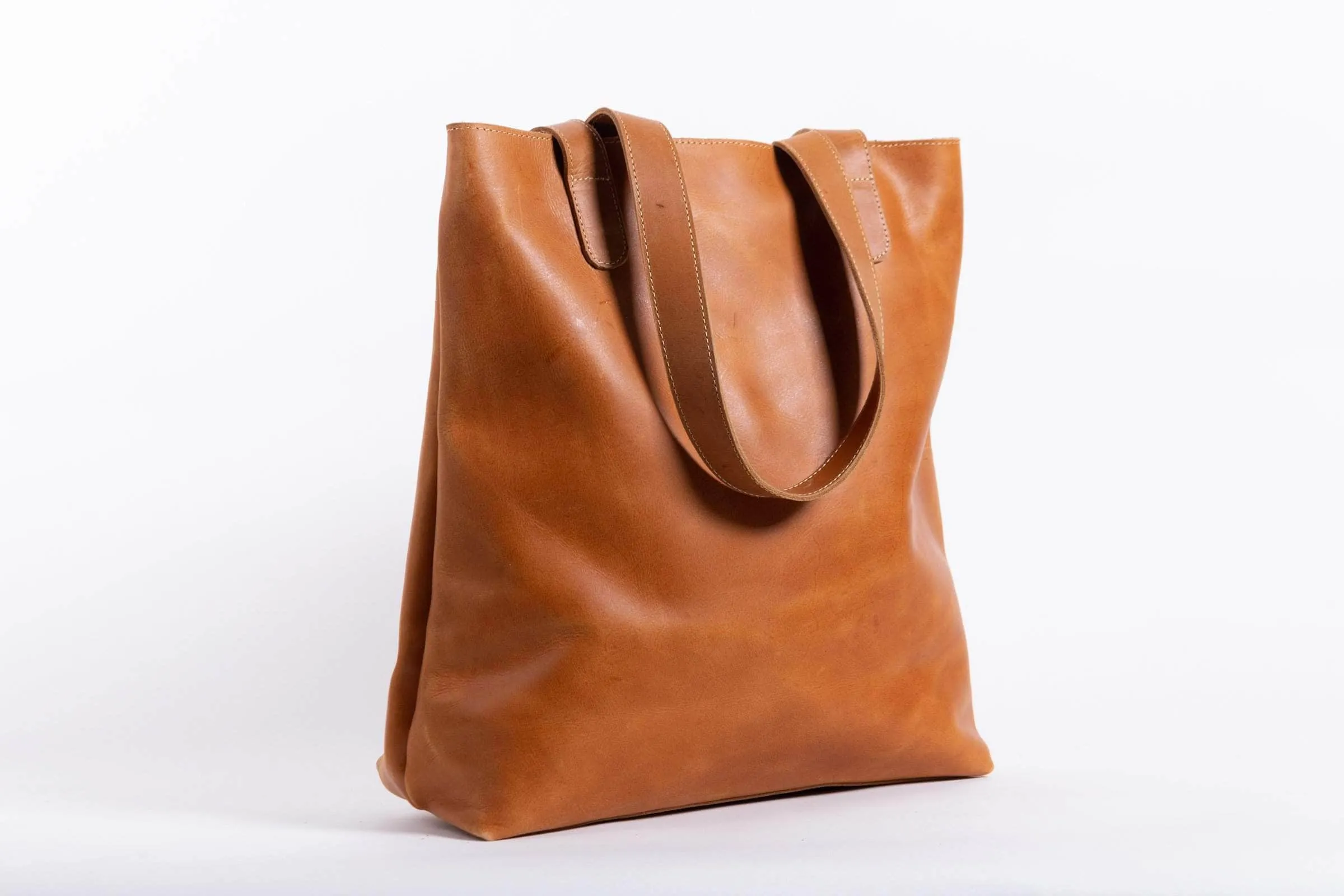 Hanna Leather Tote - Walnut