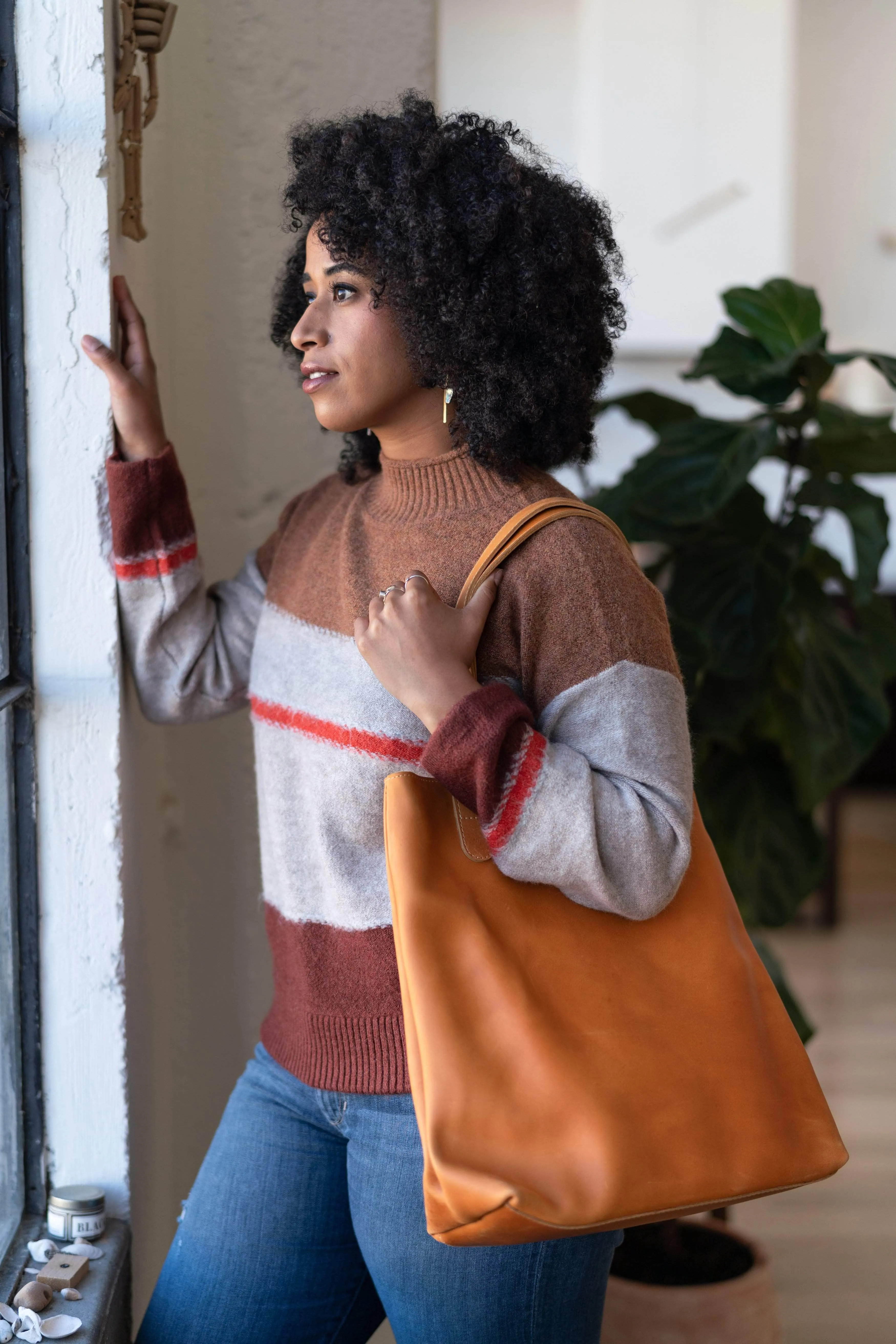 Hanna Leather Tote - Walnut