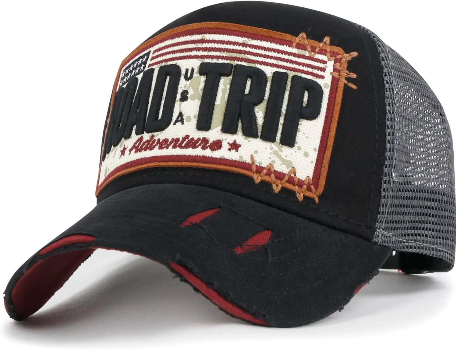 ililily Premium Road Trip Vintage Distressed Snapback Trucker Hat Baseball Cap