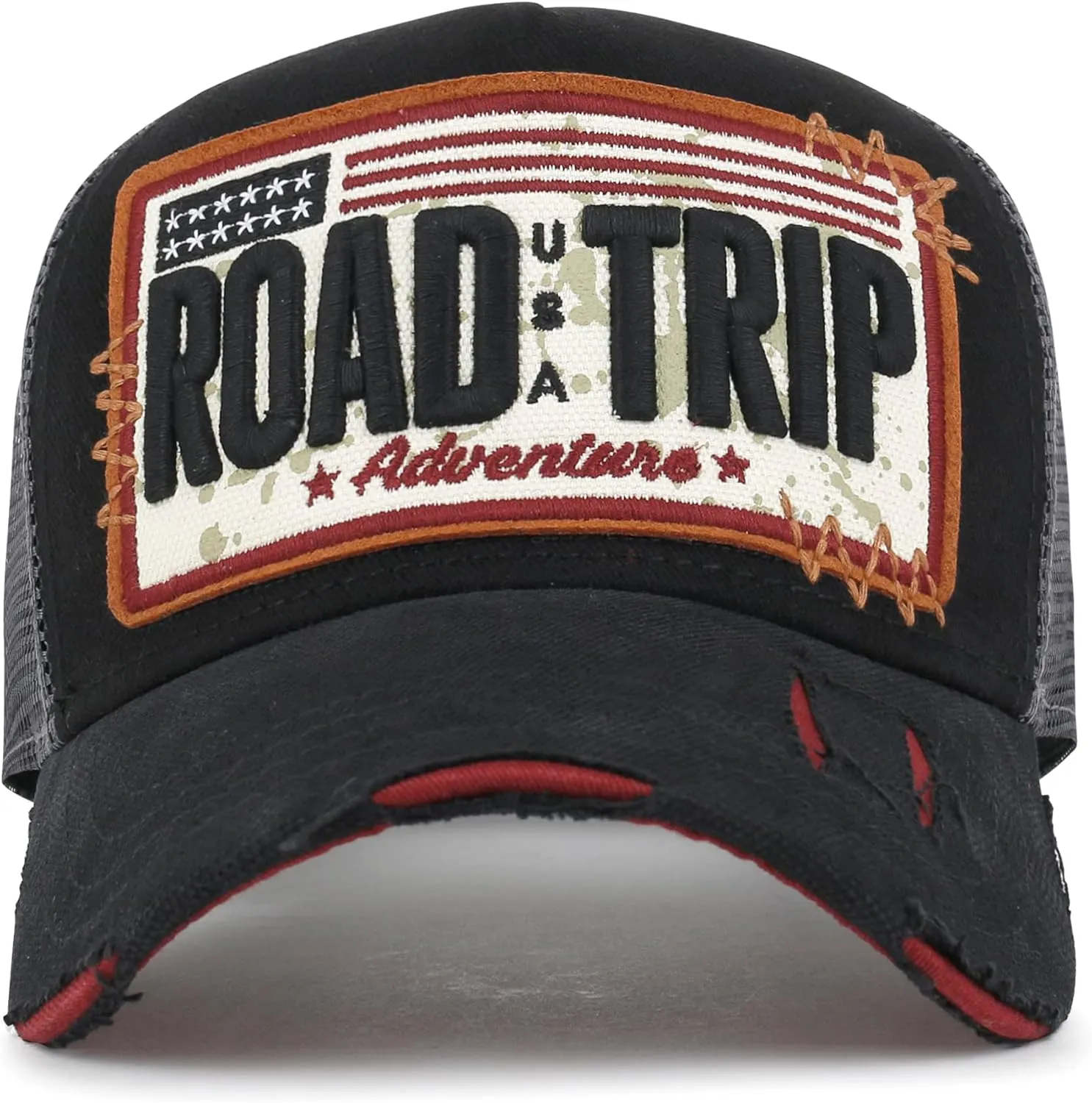ililily Premium Road Trip Vintage Distressed Snapback Trucker Hat Baseball Cap