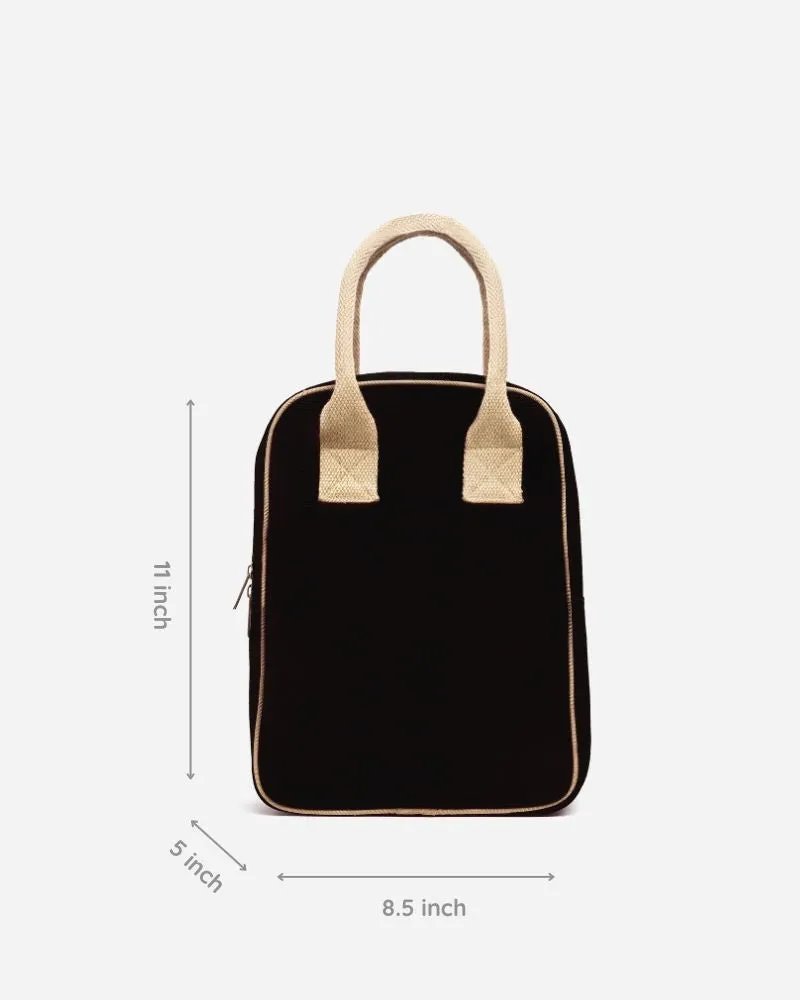 Insulated Lunch Bag - Black & Beige