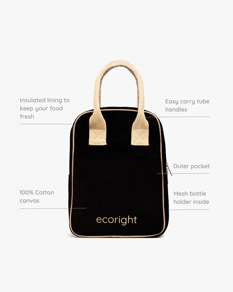 Insulated Lunch Bag - Black & Beige