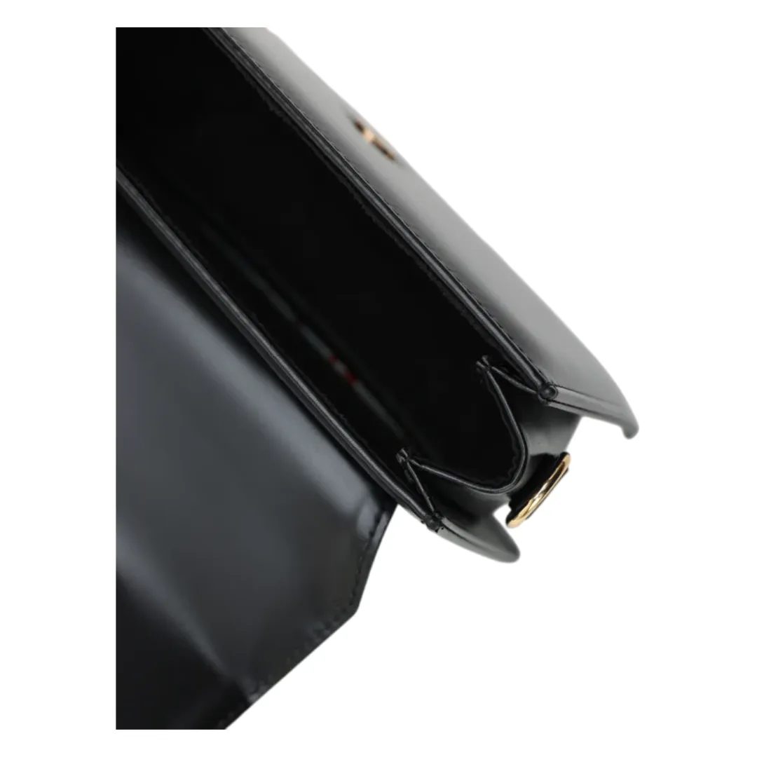 Jinglz Chic Black  Leather Structured Clutch with Suede Lining
