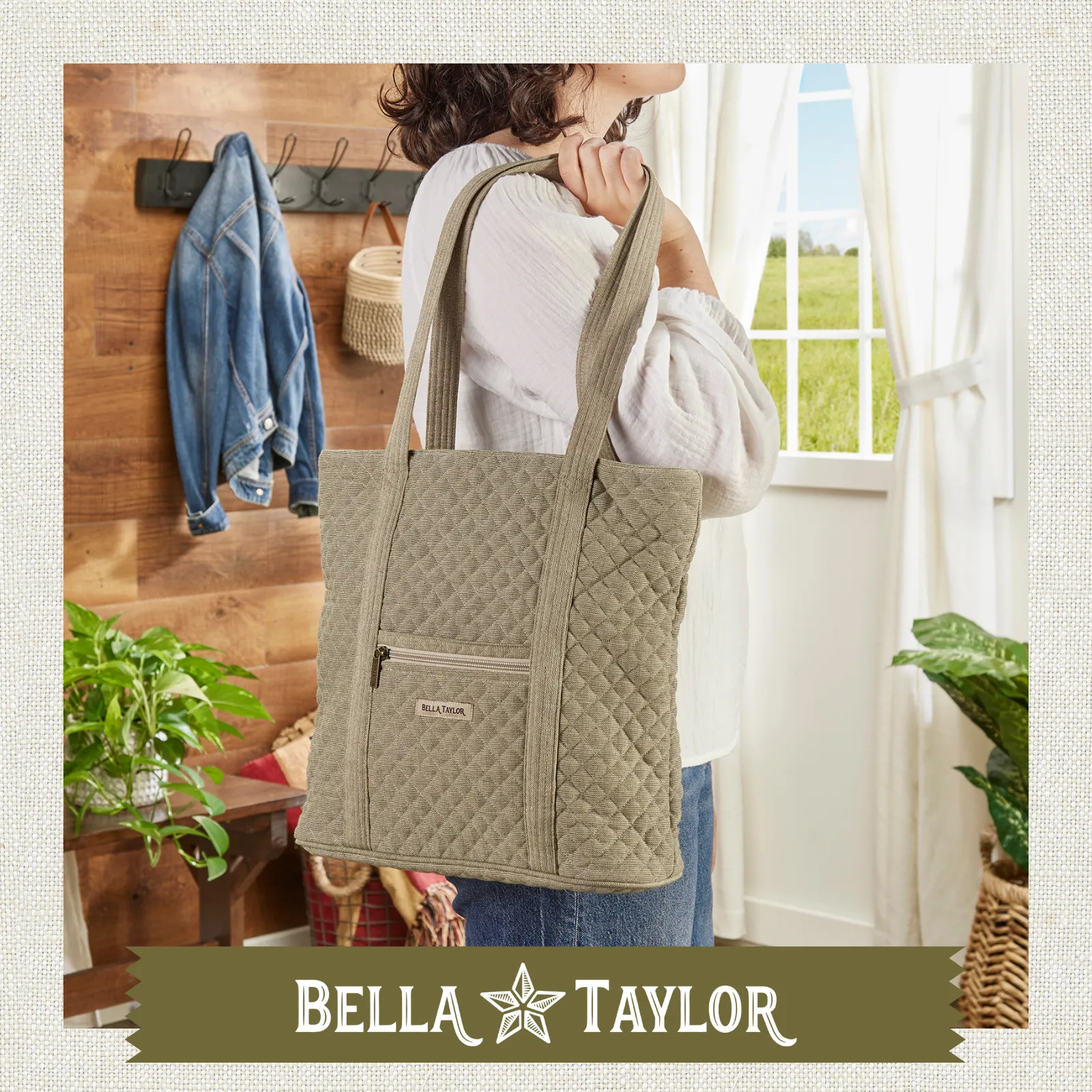Khaki Chambray Large Tote