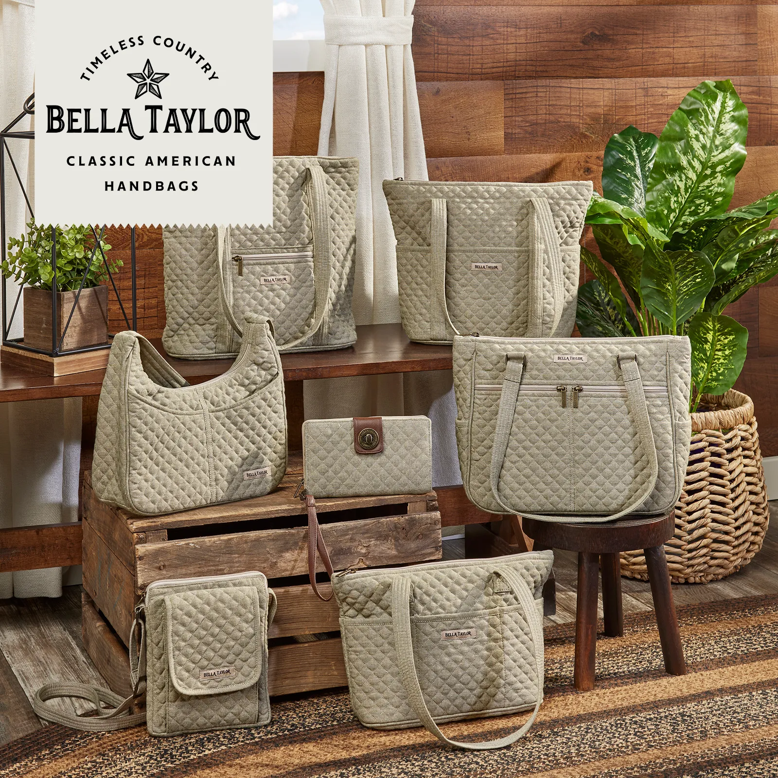 Khaki Chambray Large Tote