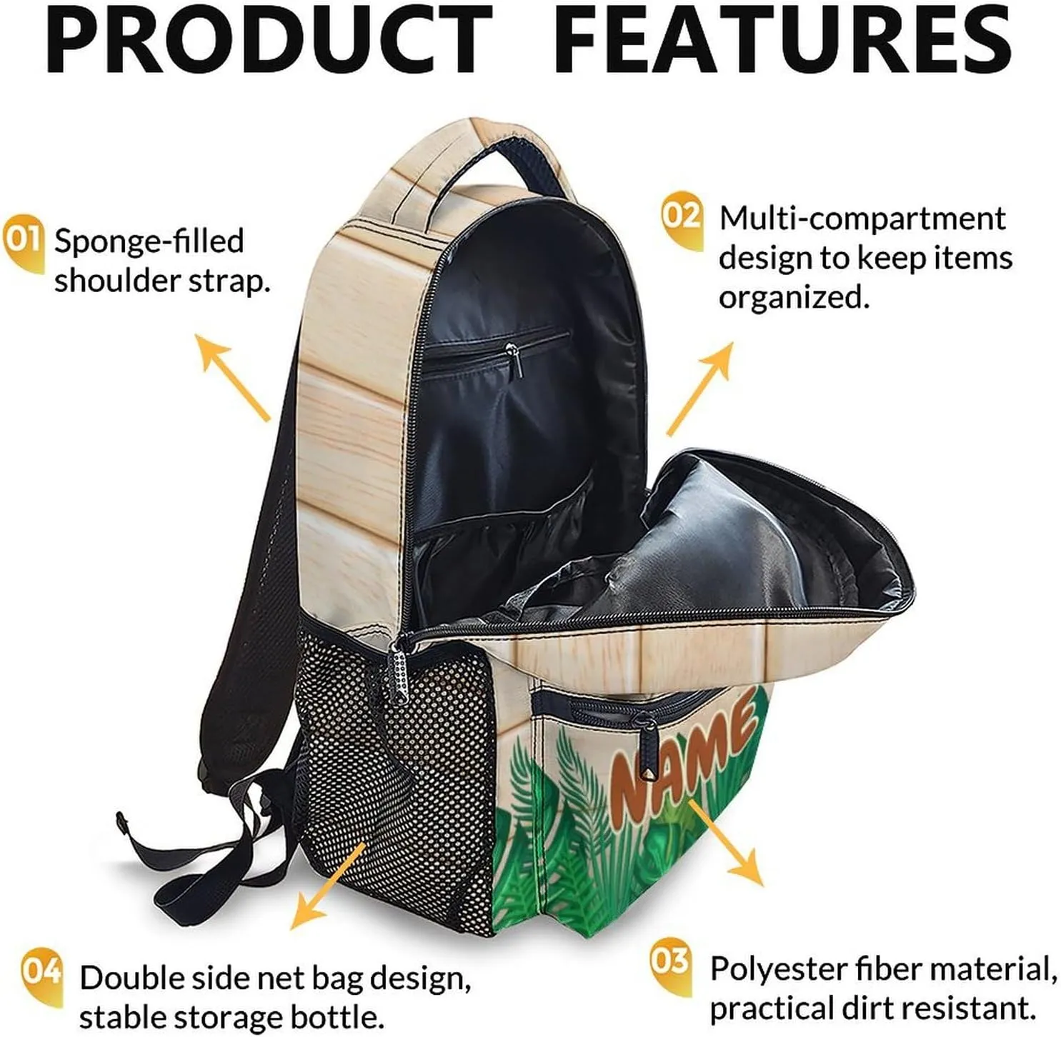 Kids Backpacks for Boys Girls 5-8, Custom Dinosaur Backpack, Cute Dinosaur Gift, 17 Inch Colorful Student Bookbag for Outdoor Hiking Picnic School