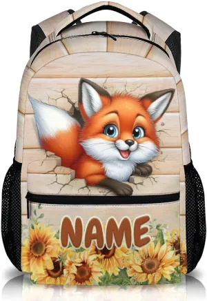 Kids School Backpack, Custom Backpack for Boys Girls 6-8, 17 Inch Animals Student BookBags Travel for School Picnic Hiking