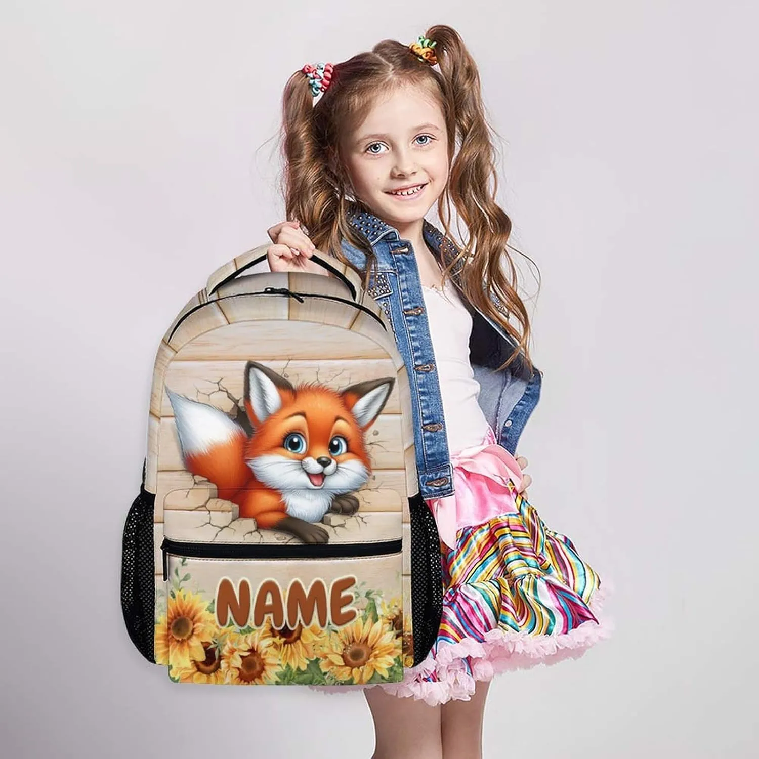 Kids School Backpack, Custom Backpack for Boys Girls 6-8, 17 Inch Animals Student BookBags Travel for School Picnic Hiking