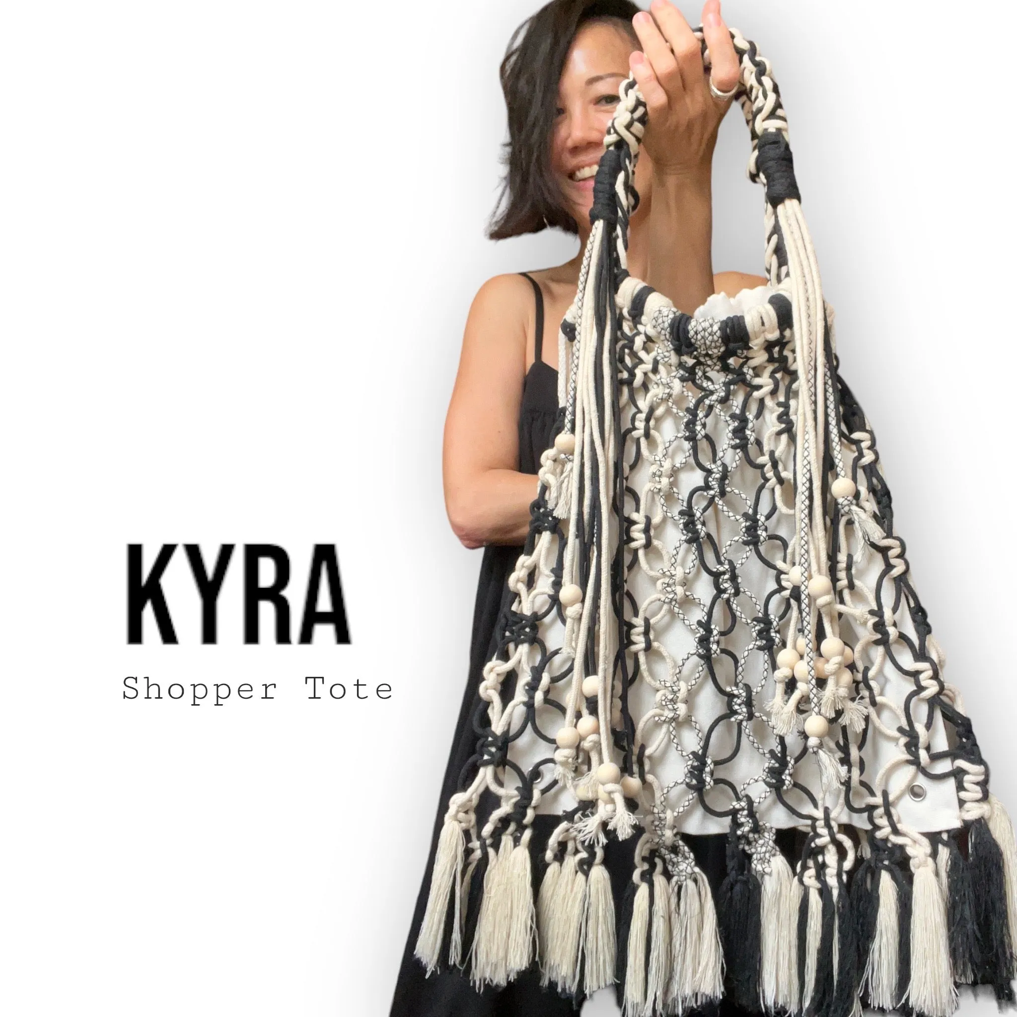 Kyra - Monochrome Shoulder Shopper Tote Bag