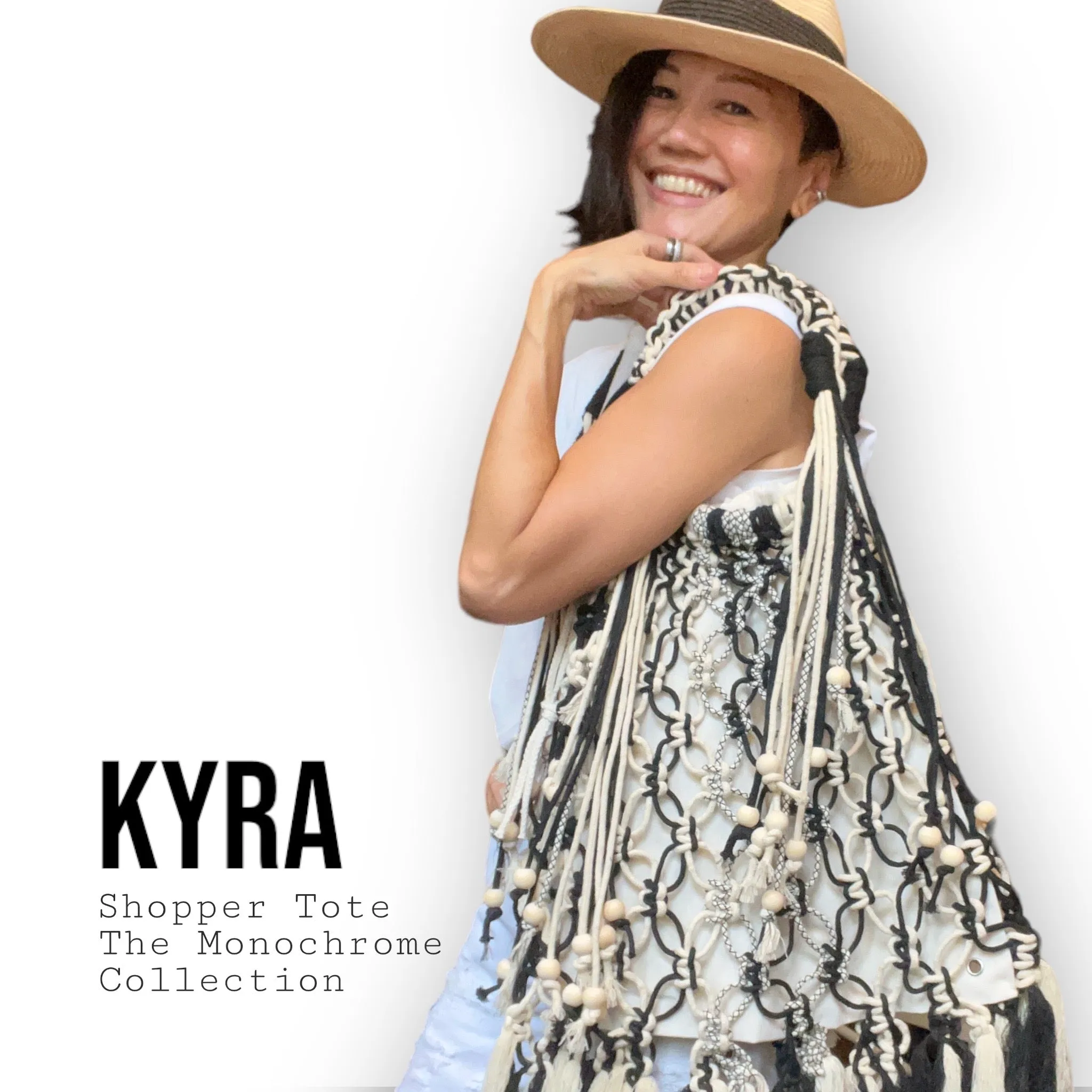Kyra - Monochrome Shoulder Shopper Tote Bag