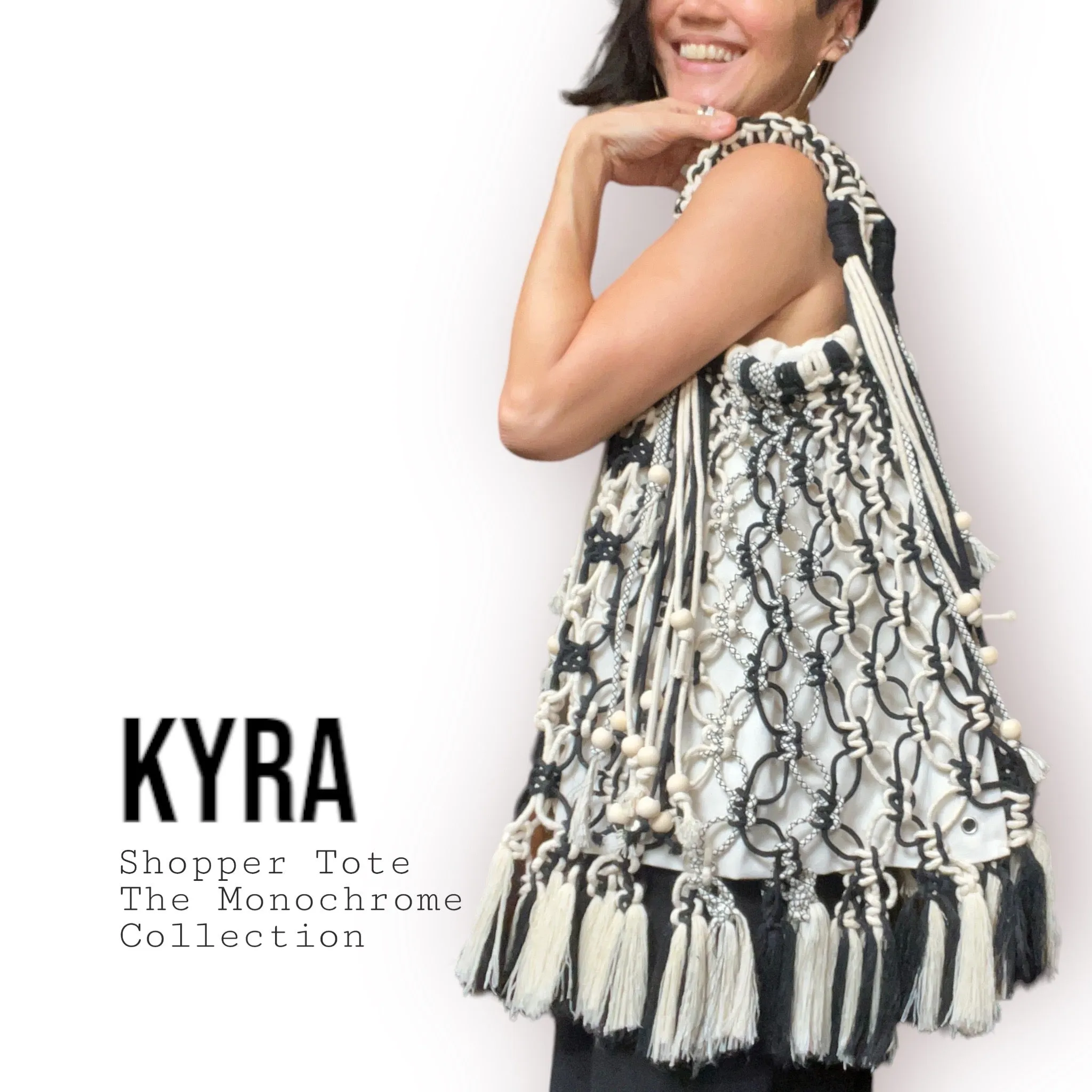 Kyra - Monochrome Shoulder Shopper Tote Bag