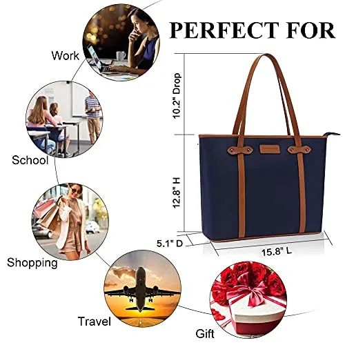 Laptop Tote Bag,Fits 15.6 Inch Laptop,Womens Lightweight Water Resistant Nylon Tote Bag Shoulder Bag Messenger Bag,Grey