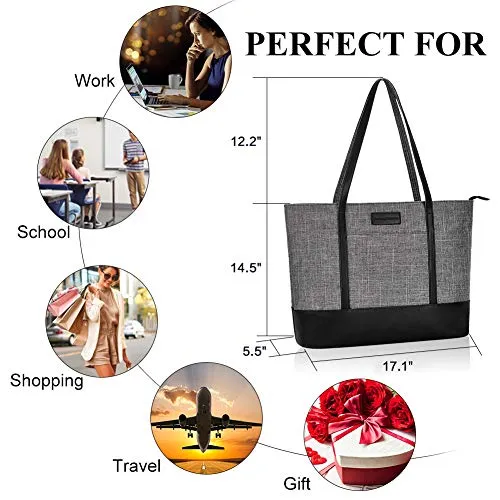 Laptop Tote Bag,Fits 15.6 Inch Laptop,Womens Lightweight Water Resistant Nylon Tote Bag Shoulder Bag Messenger Bag,Grey