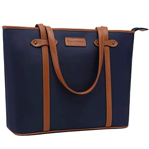 Laptop Tote Bag,Fits 15.6 Inch Laptop,Womens Lightweight Water Resistant Nylon Tote Bag Shoulder Bag Messenger Bag,Grey