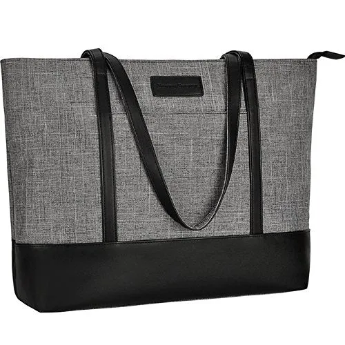 Laptop Tote Bag,Fits 15.6 Inch Laptop,Womens Lightweight Water Resistant Nylon Tote Bag Shoulder Bag Messenger Bag,Grey