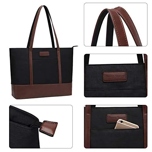 Laptop Tote Bag,Fits 15.6 Inch Laptop,Womens Lightweight Water Resistant Nylon Tote Bag Shoulder Bag Messenger Bag,Grey