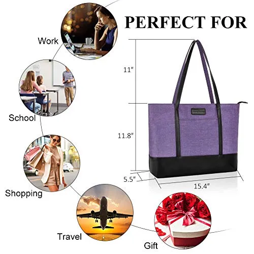 Laptop Tote Bag,Fits 15.6 Inch Laptop,Womens Lightweight Water Resistant Nylon Tote Bag Shoulder Bag Messenger Bag,Grey