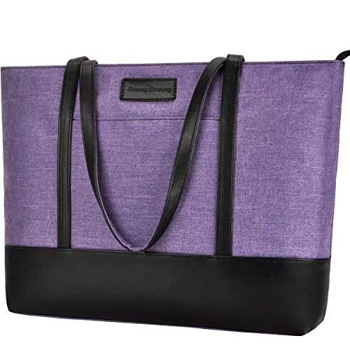 Laptop Tote Bag,Fits 15.6 Inch Laptop,Womens Lightweight Water Resistant Nylon Tote Bag Shoulder Bag Messenger Bag,Grey