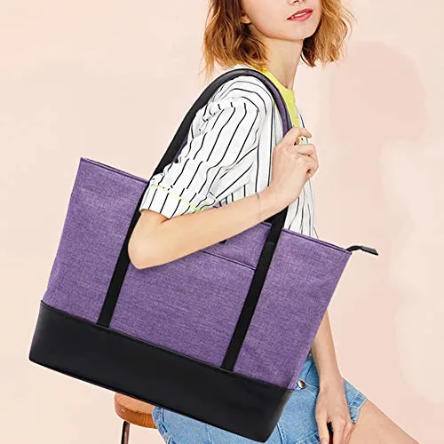 Laptop Tote Bag,Fits 15.6 Inch Laptop,Womens Lightweight Water Resistant Nylon Tote Bag Shoulder Bag Messenger Bag,Grey