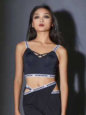 Latin Dance Top V-Neck Digital Sling Beautiful Back Practice Clothes