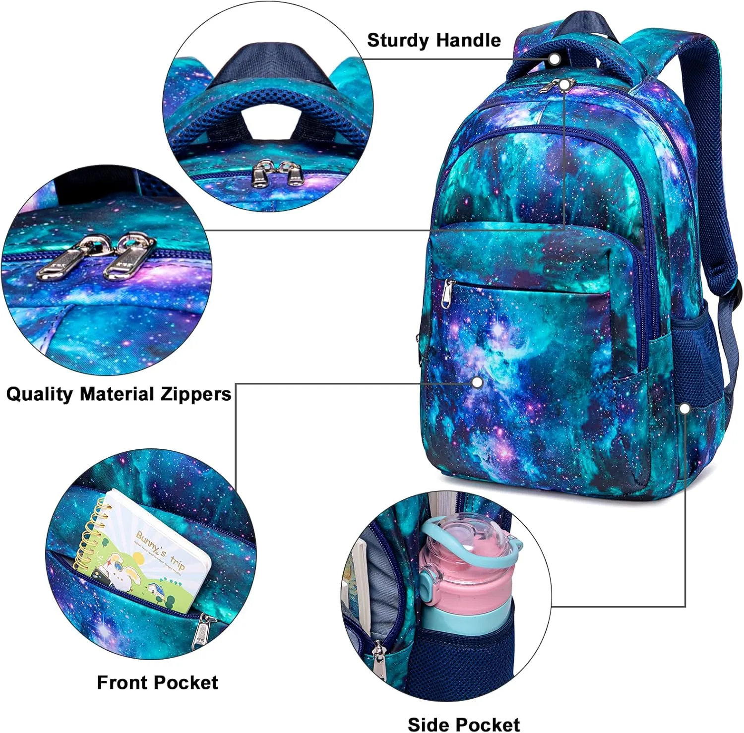 LEDAOU Backpack for Kids Boys Girls School Bags Teen Bookbags Set School Backpack with Lunch Box and Pencil Case
