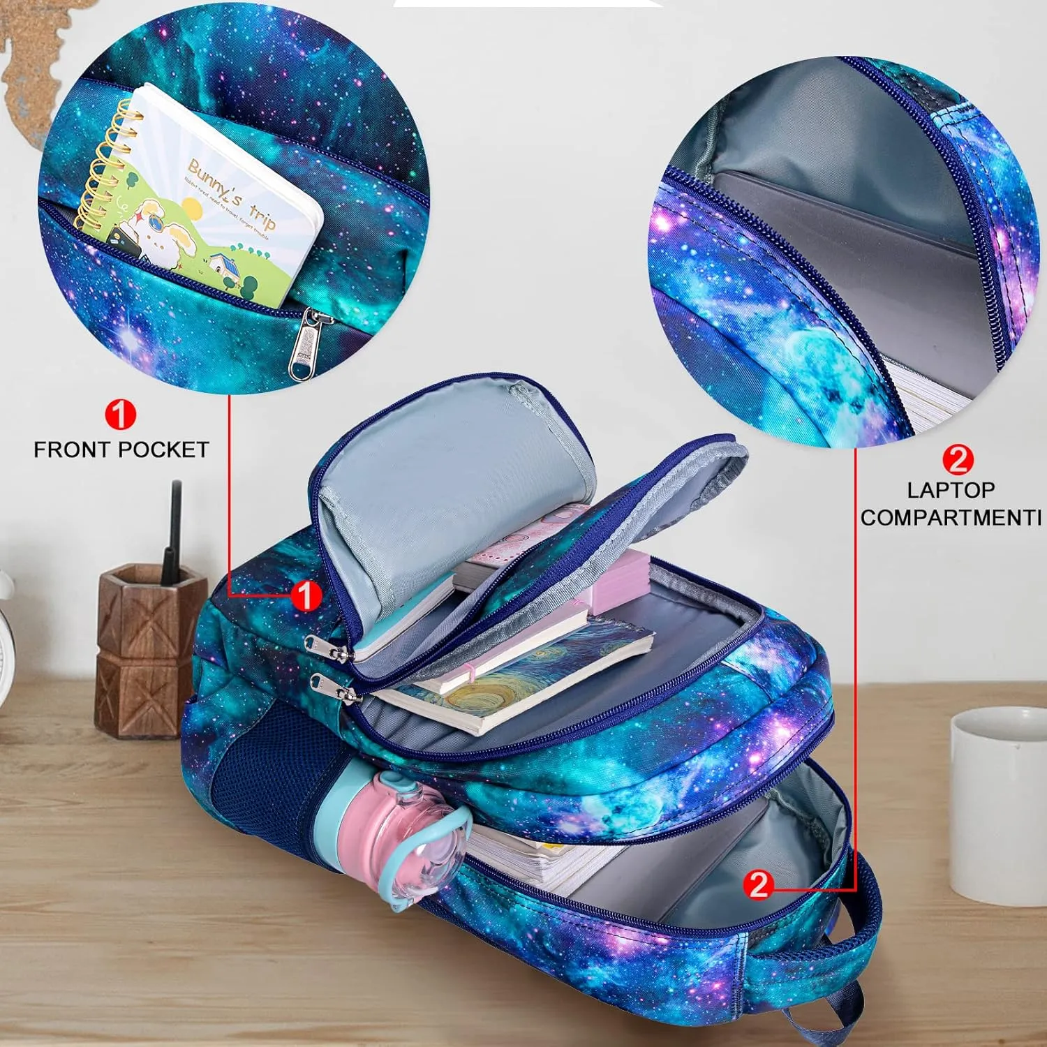 LEDAOU Backpack for Kids Boys Girls School Bags Teen Bookbags Set School Backpack with Lunch Box and Pencil Case