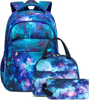 LEDAOU Backpack for Kids Boys Girls School Bags Teen Bookbags Set School Backpack with Lunch Box and Pencil Case