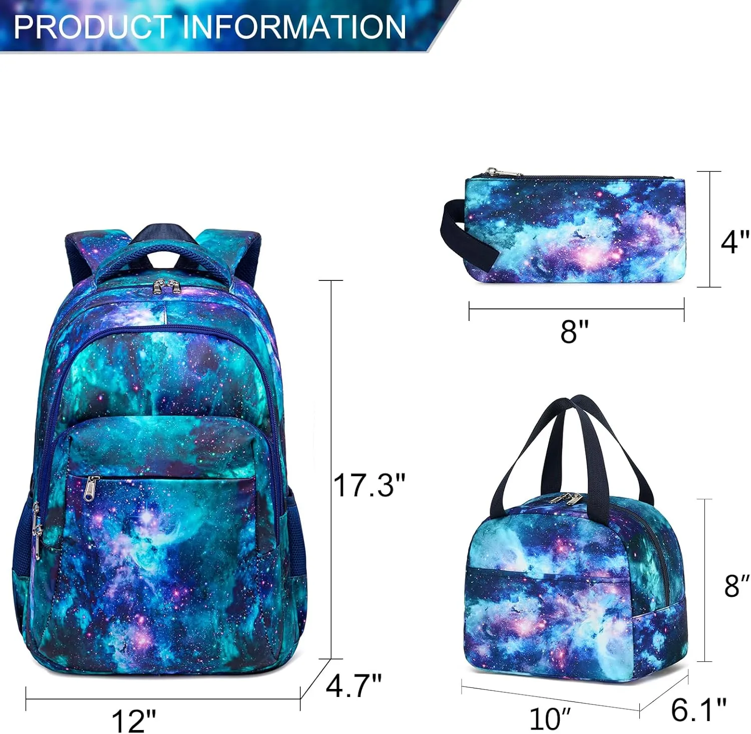 LEDAOU Backpack for Kids Boys Girls School Bags Teen Bookbags Set School Backpack with Lunch Box and Pencil Case