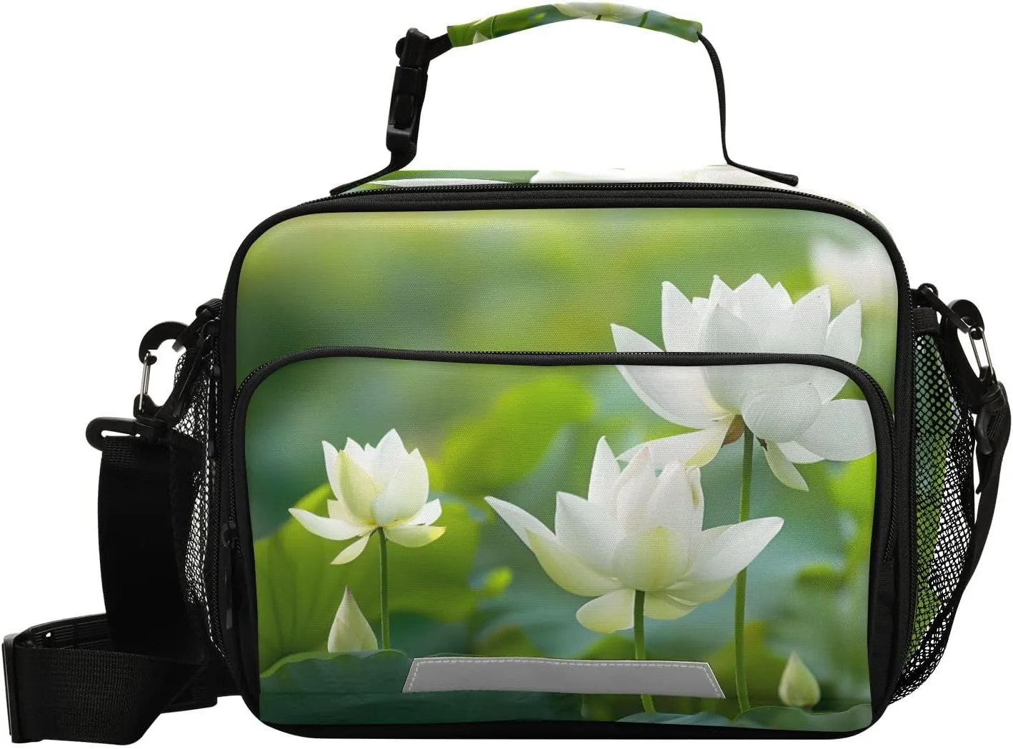 Lotus Pond Lunch Box Kids Insulated Lunch Bag Boys Girls Reusable Cooler Tote Shoulder Strap for School Picnic