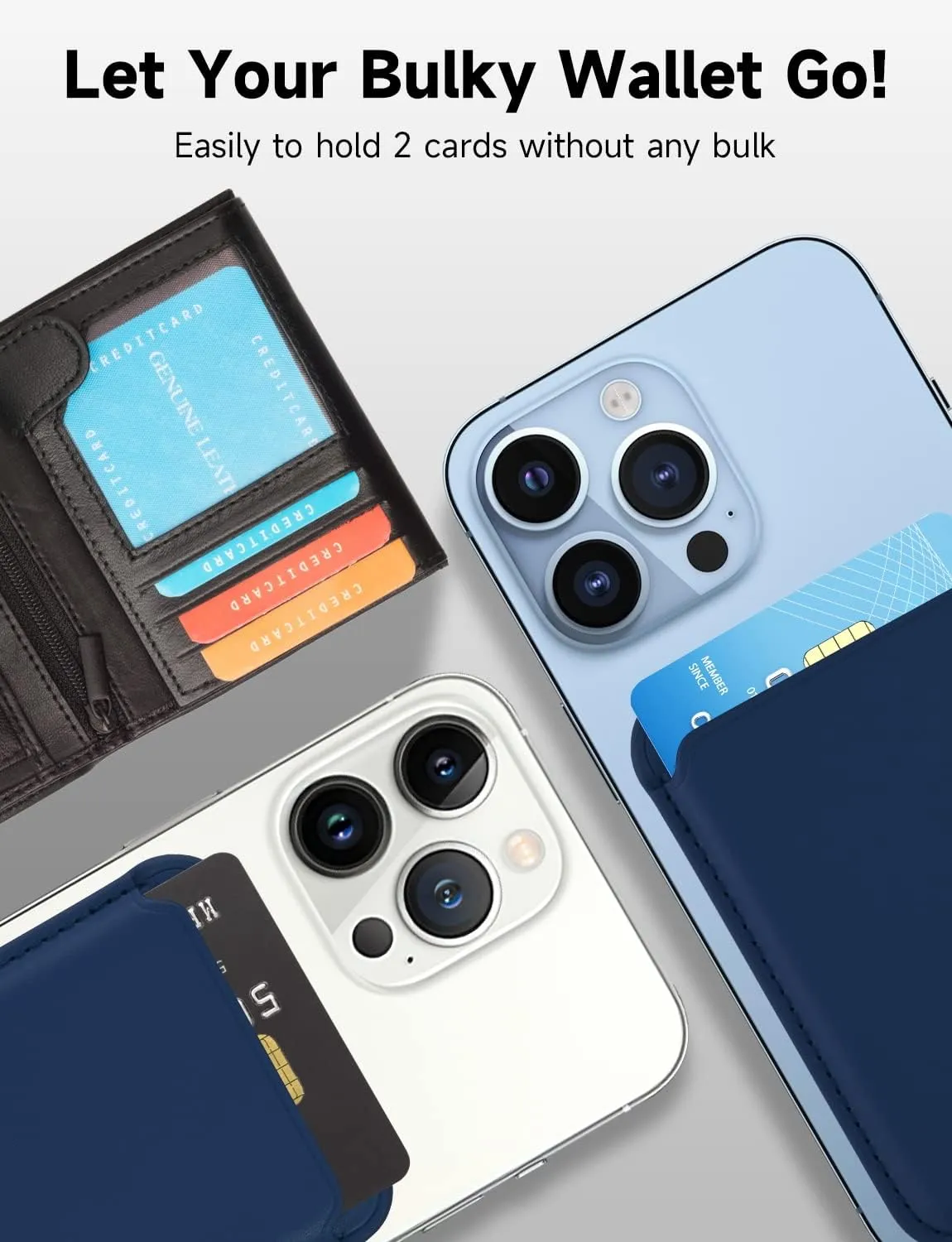 Magnetic Card Wallet Holder with MagSafe for iPhone 16/15/14/13/12 Series,Blue
