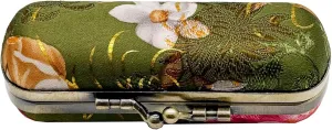 MIAO JIN Lipstick case with mirror Lipstick case Storage case Kiss lock of iron Mini portable Vintage floral pattern jewelry case cosmetic case (Military Green)