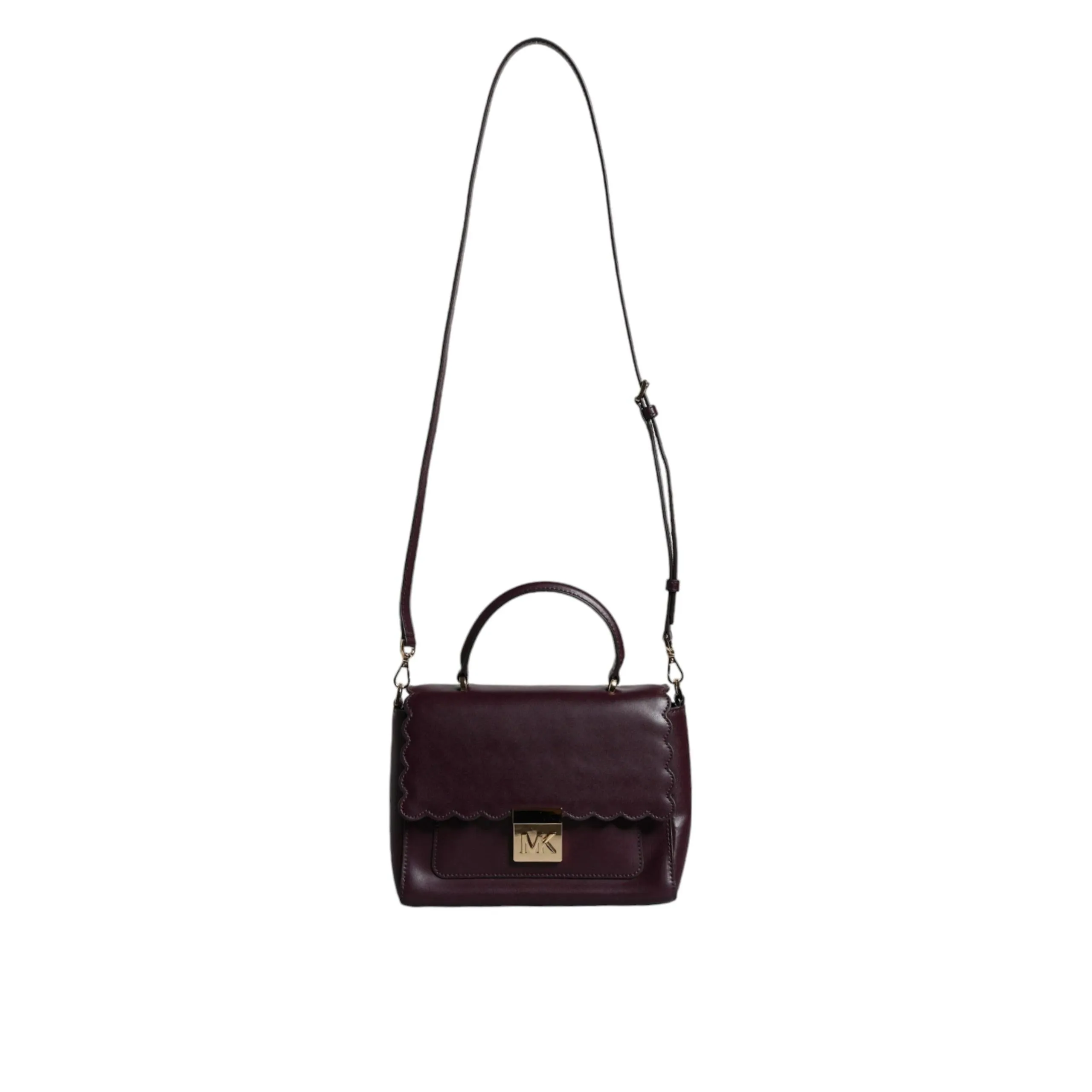 Michael Kors Purple Leather Logo Plaque Crossbody MINDY Satchel Bag