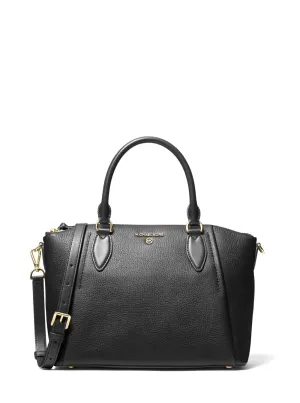 Michael Kors Women's Black Sienna Medium Pebbled Leather Satchel