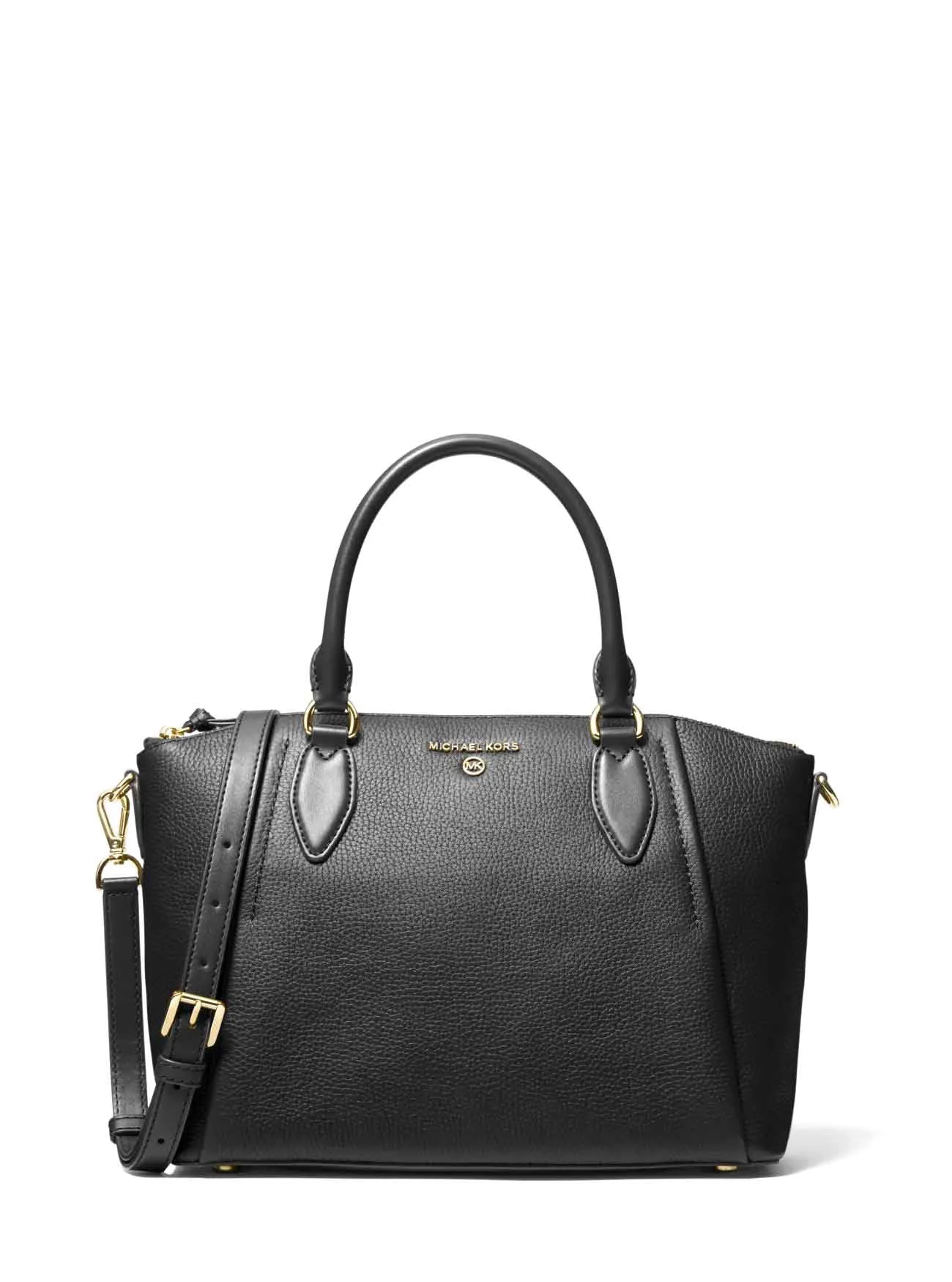 Michael Kors Women's Black Sienna Medium Pebbled Leather Satchel