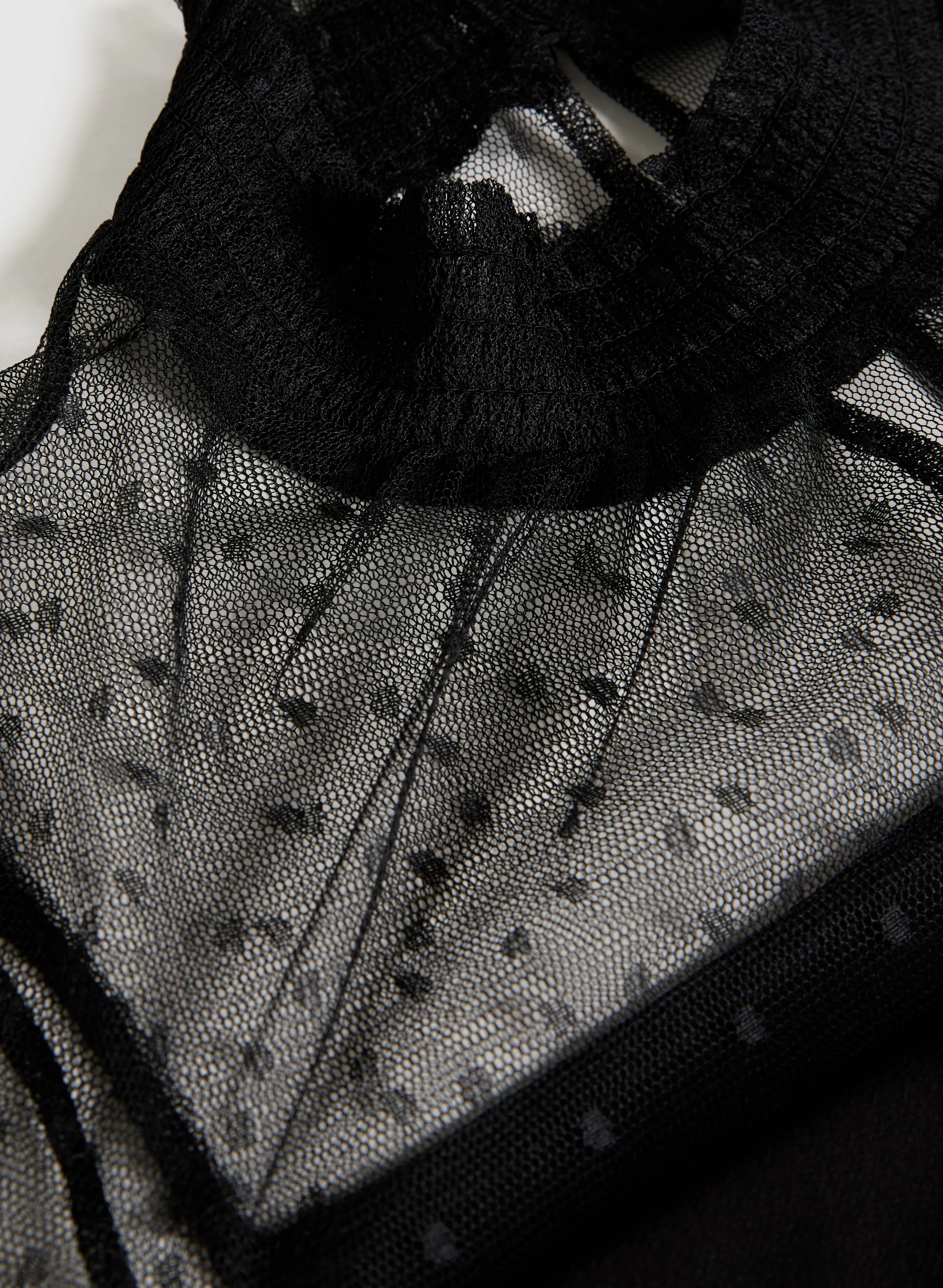 Mock Neck Mesh Sleeve Top