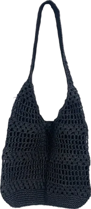 New Look Black Crochet Shoulder Bag One Size