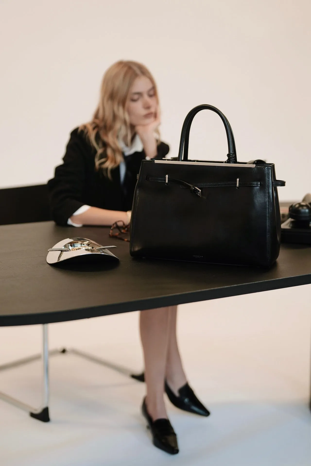 Noir Leather Book Tote Bag 33