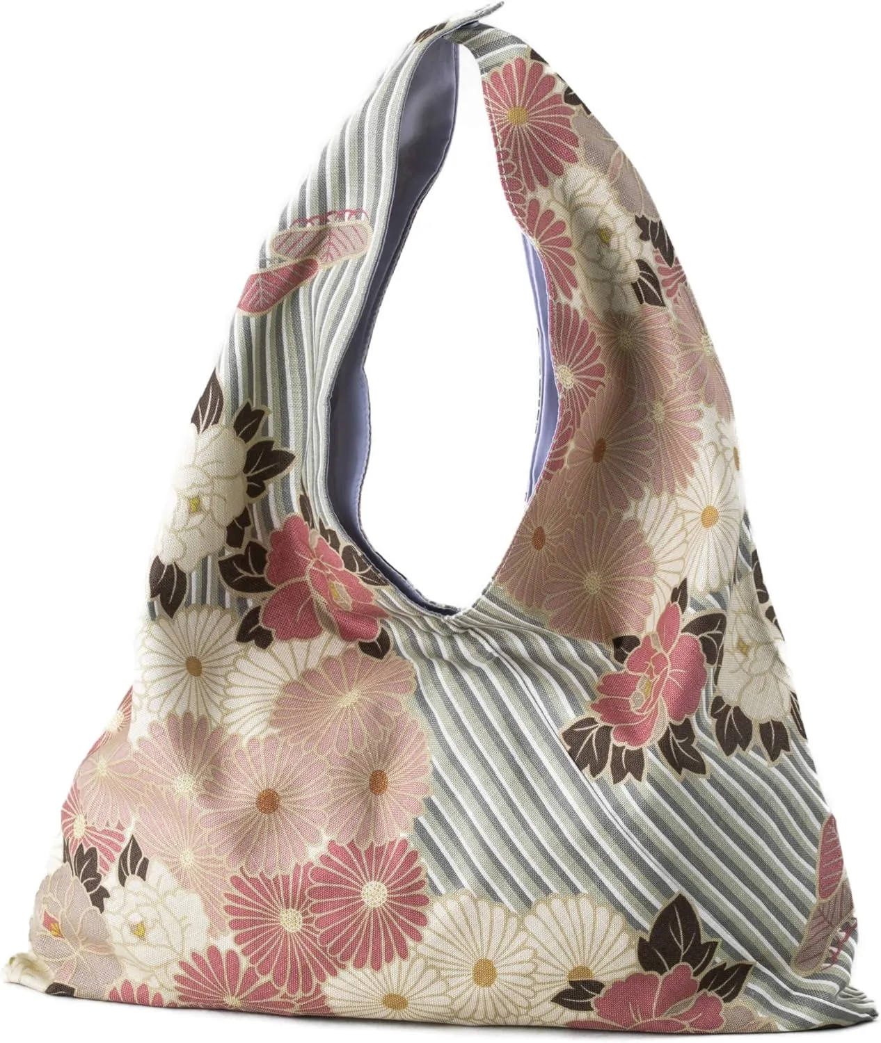 NOREN Japanese Furoshiki tote bag (Retro Flower) Kimono Bag/Made in Japan 100% Cotton Fabric Reusable Folding Bag