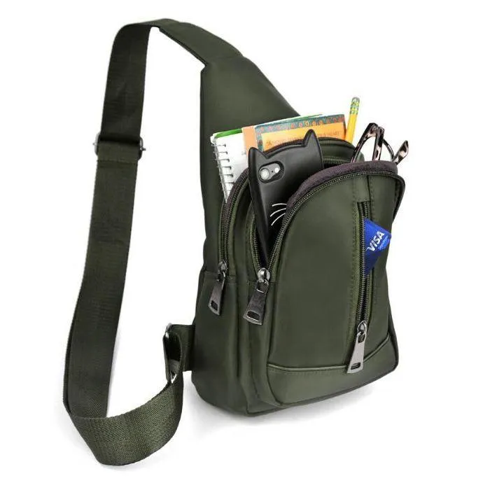 Olive Crossbody Sling Backpack with Adjustable Strap