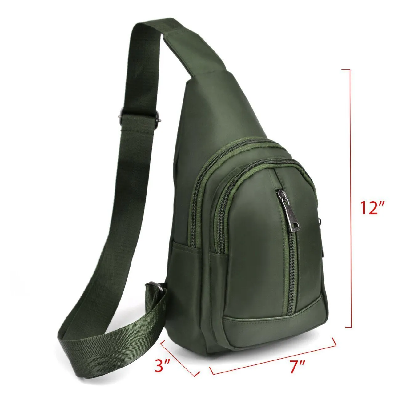 Olive Crossbody Sling Backpack with Adjustable Strap