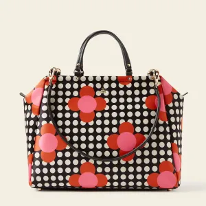 Opera Big Tote - Fuchsia Flower Polka Dot