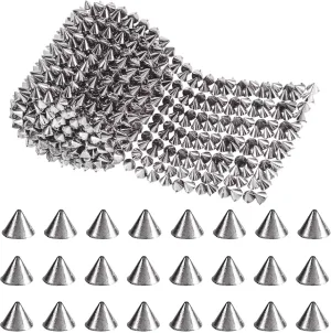 Pandahall 1 Yard Sew Stitch On Spike Stud 12 Rows Bullet Cone Flatback Rivets Punk Rock Trim Mesh Bead Craft for Leather Clothes Belt Bags Jewelry Making (Black)