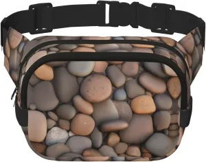 Pebbles in the beach men's waist bag  large capacity crossbody shoulder bag, retro travel waist pack, durable and stylish