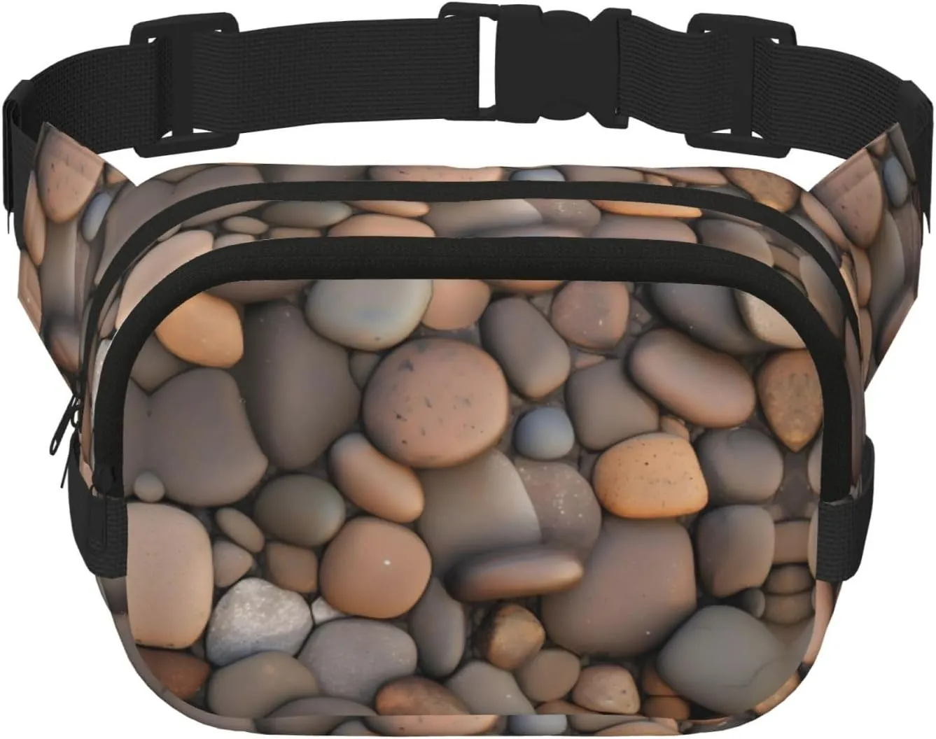 Pebbles in the beach men's waist bag  large capacity crossbody shoulder bag, retro travel waist pack, durable and stylish
